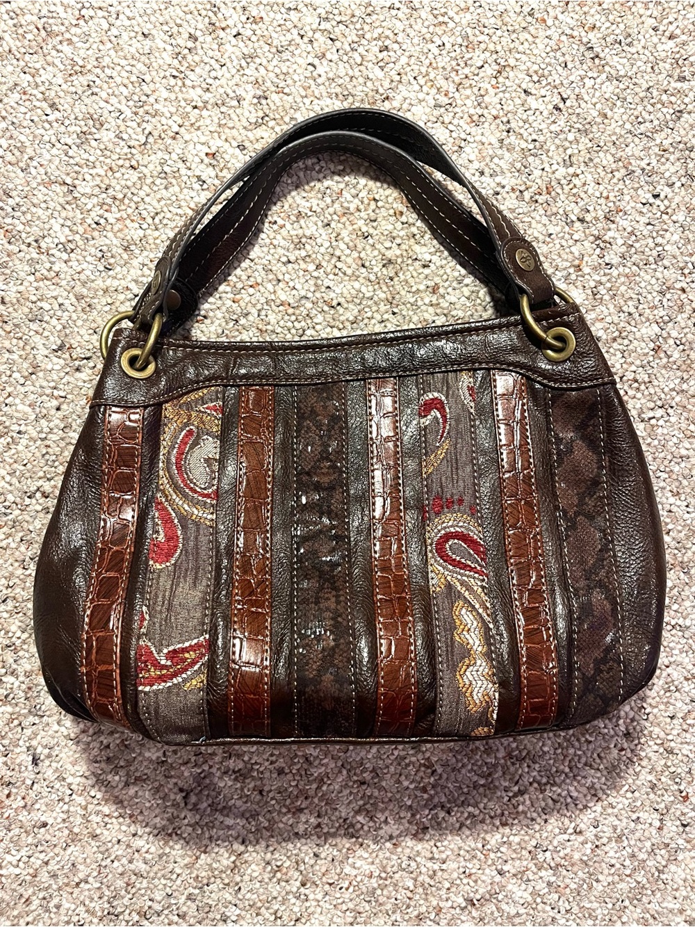 Relic Brown Patchwork Leather Shoulder Bag NEW